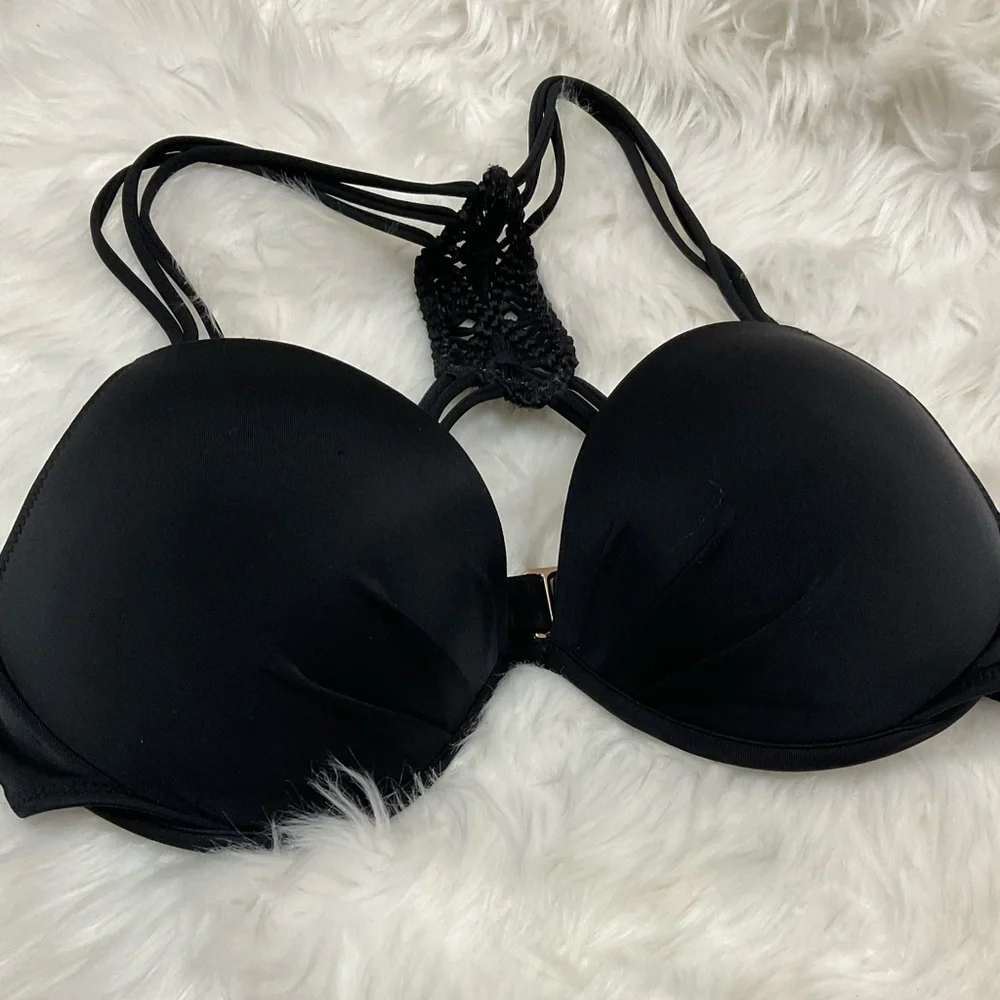 Vintage Victoria's Secret Black and Paisley Bikini Set